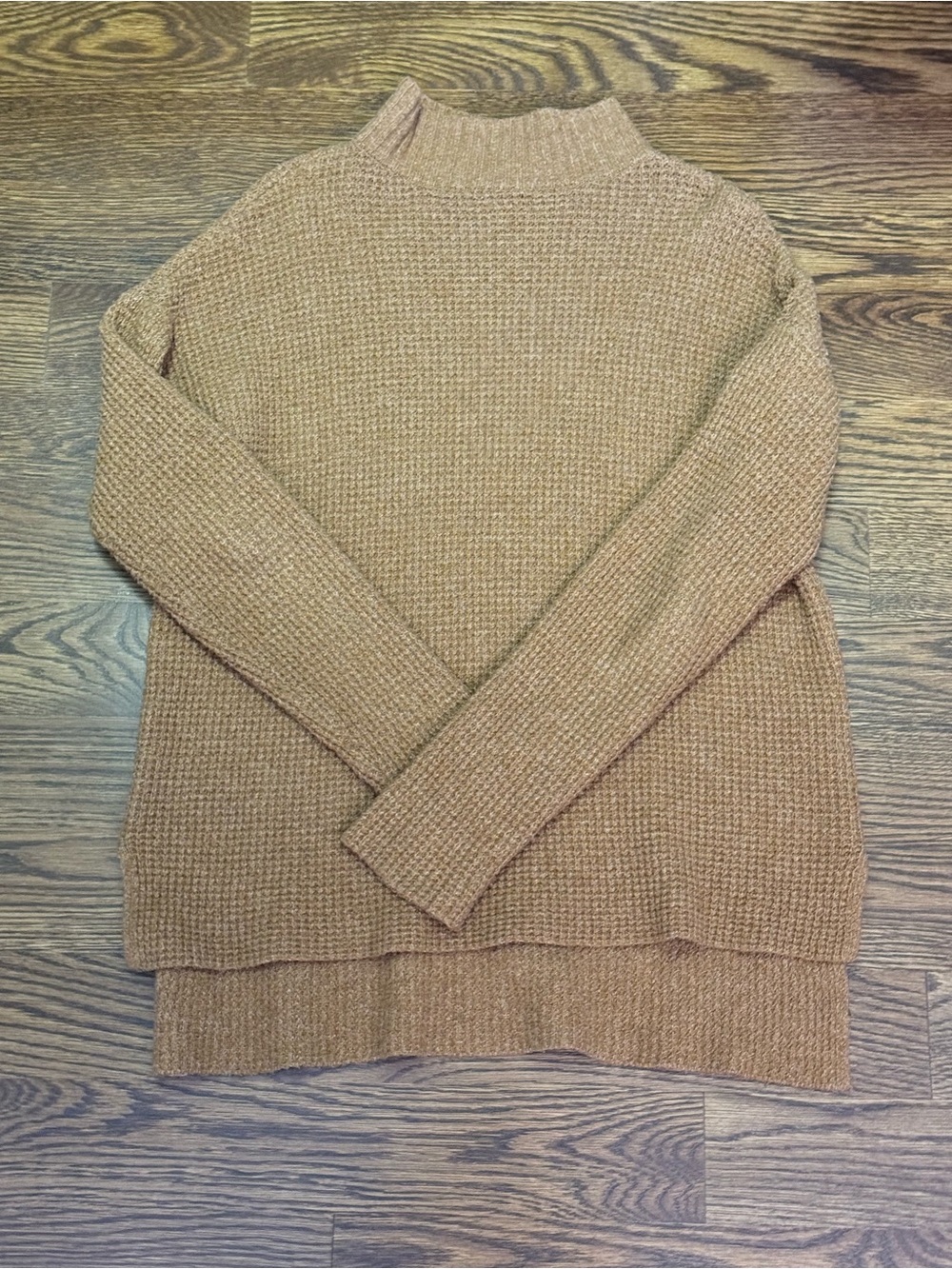 SO Women’s Camel Knit Mock Neck Sweater